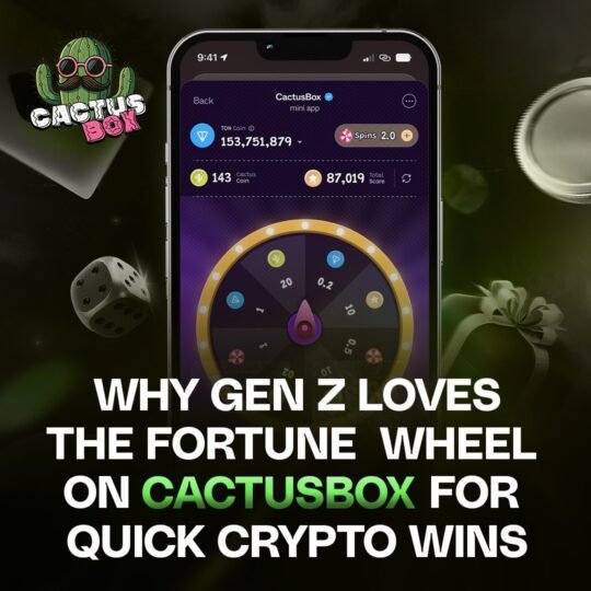 Gen Z spinning the Fortune Wheel on CactusBox for fast crypto rewards